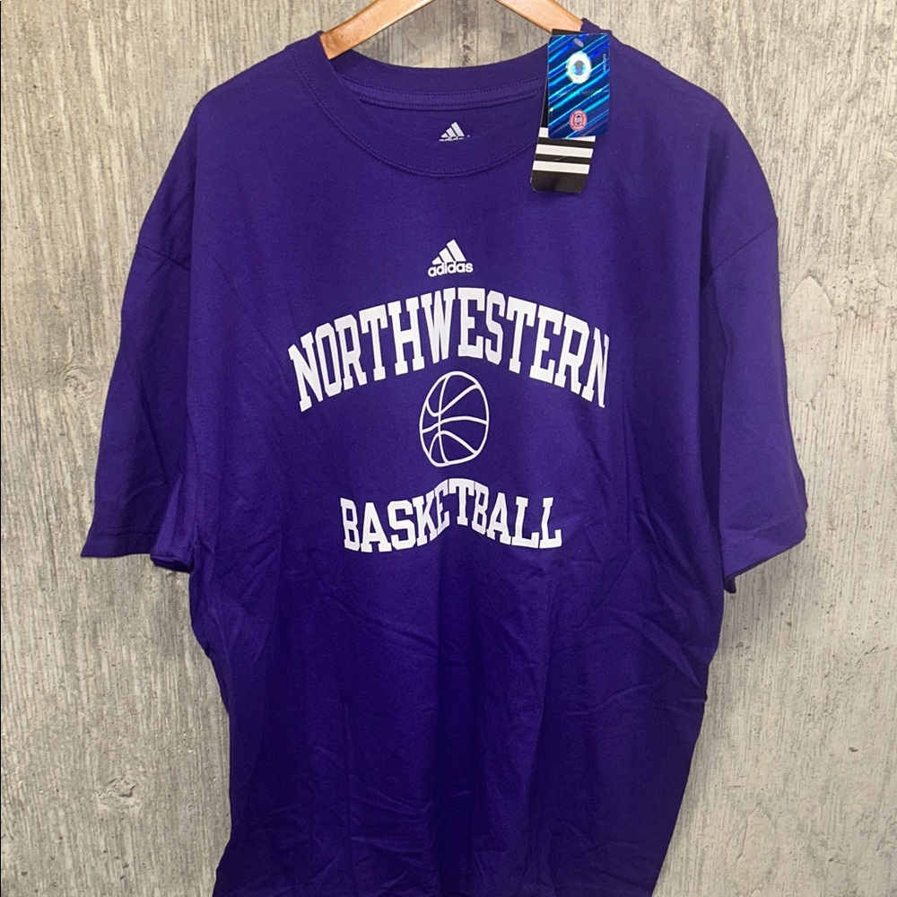 NWT Adidas Purple Northwestern Basketball Short‎ Sleeve T Shirt Juice 22 XL